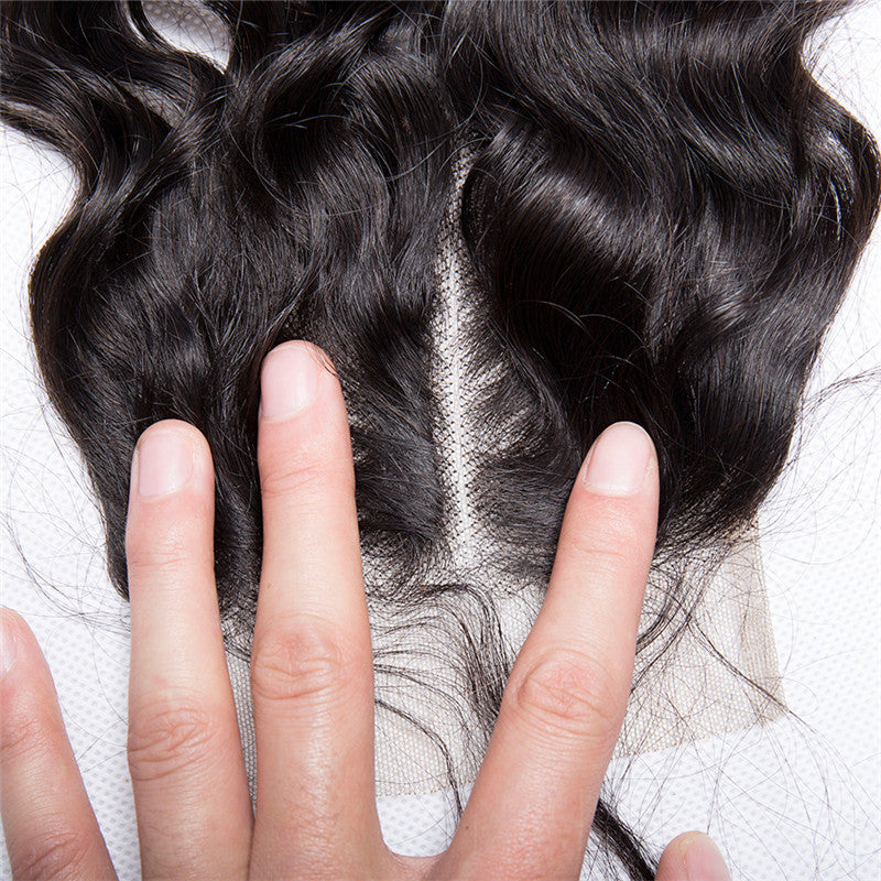 4x4 Lace Closure Water Wave Wholesale Natural Color Free Part Middle 3 Part Virgin Lace Closure