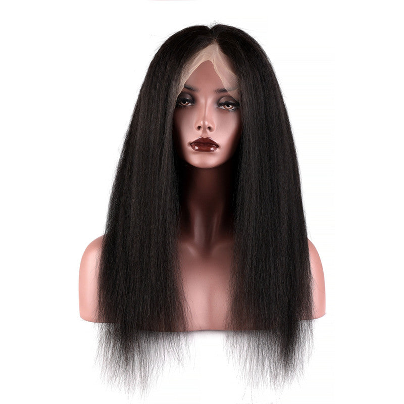 Full Lace Wig Kinky Straight Remy Hair Human Hair Suitable Dying Colors Black Color