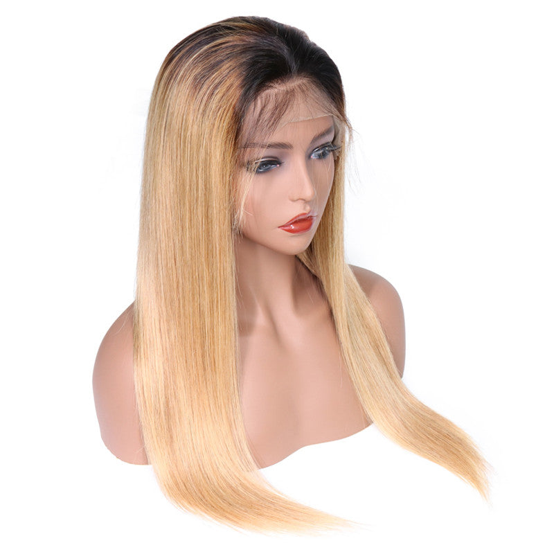 Color Full Lace Wig Straight 1B/27# Ombre Color Top Quality For Women Long Straight Virgin Hair