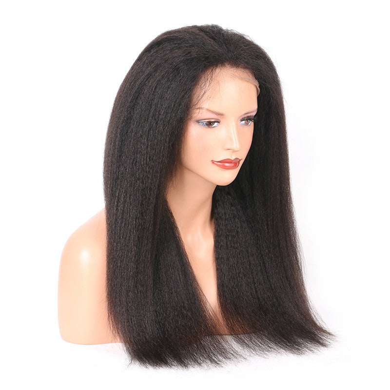 Kinky Straight 360 Lace Front Wig 150% Density Average Size Glueless Natural Headline Human Hair