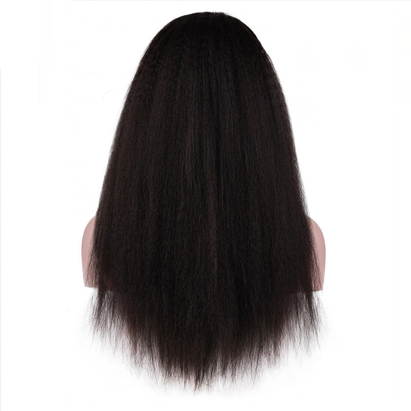Kinky Straight Lace Front Wig Remy Hair Average Size Pre Plucked Hairline No Shedding No Tangle