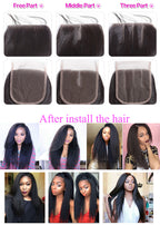 4x4 Lace Closures Kinky Straight With Bady Hair Top Quality Best Selling Bleached Knots