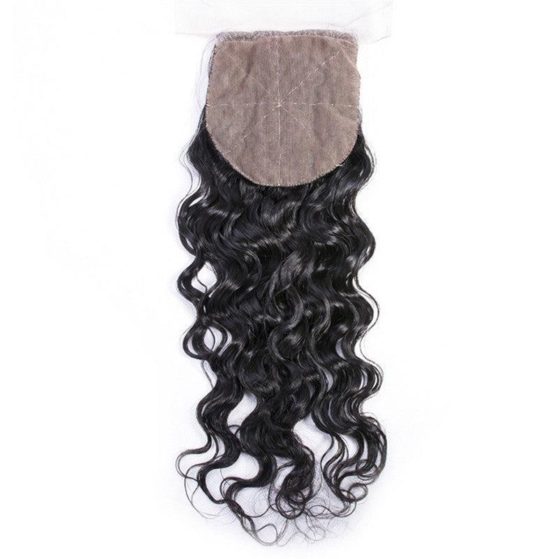 Water Wave 4x4 Inches Silk Base Closure With 4 Bundles Human Hair Bundles