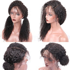 Full Lace Wig Kinky Curly Bleached Knots Natural Color Natural Headline No Chemical Processing