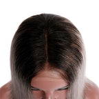 Straight Bob Lace Front Wig 1b/Grey Color Wigs 150% Density Hand Tied