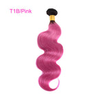 3 Bundles Black To Pink Ombre Short Hair Grey Body Wave Human Hair