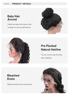 Curly Deep Wave Lace Front Wig Average Size Transparent Lace Plucked Hairline