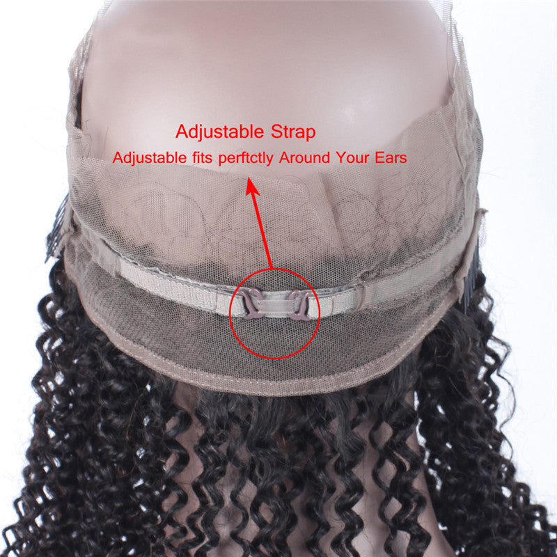 3 Bundles Afro Kinky Curly Natural Color Hair With 360 Lace Frontal With Baby Hair