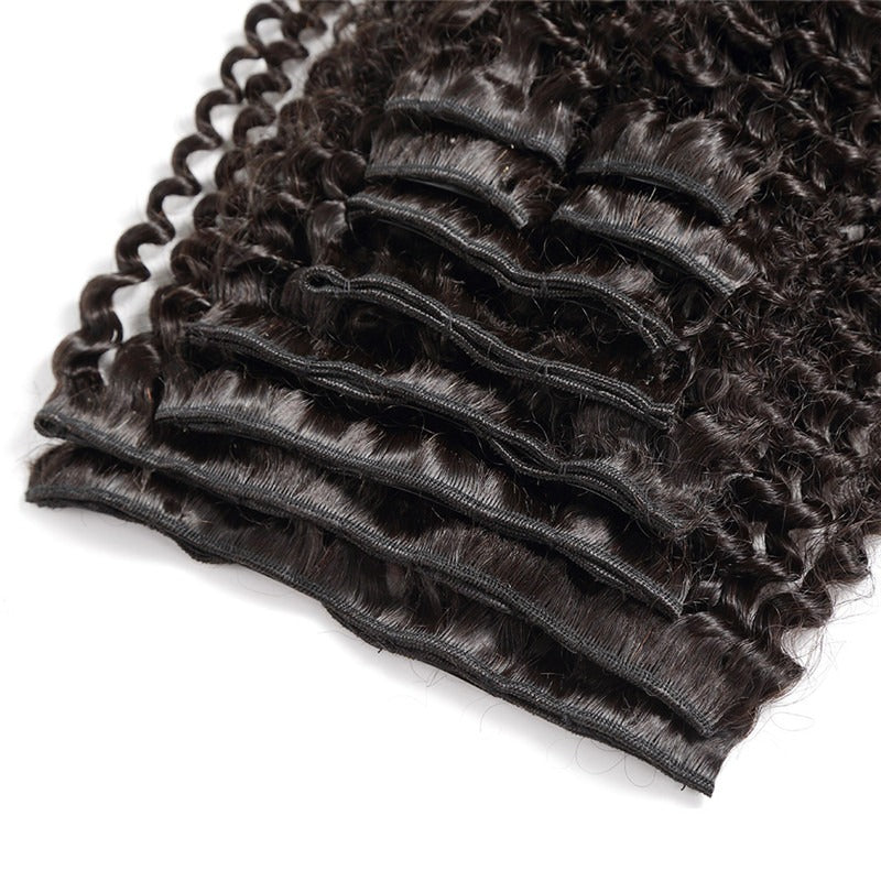 Afro Kinky Curly Human Hair Extensions 10 Pcs/Set Best Clip Ins For Black Hair Natural Black Full Head