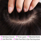 Natural Wave Wavy 4x4 Silk Base Lace Closure Human Hair Natural Headline Medium Brown Lace Baby Hair