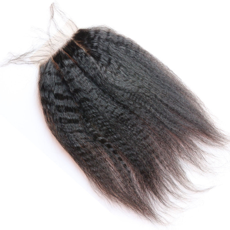 Kinky Straight 4x4 Silk Base Lace Closure Medium Brown Lace Pre Plucked Hairline Natural Headline Bleached Knots