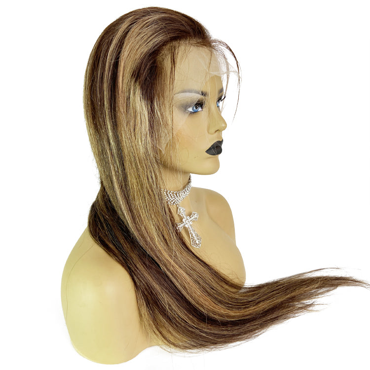 MerryHair 4#27 Highlight Wholesale Cheap Transparent Lace Front Wig Human Hair Lace Wigs