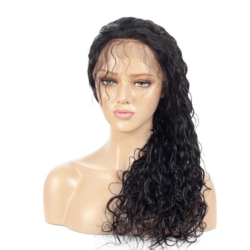 Water Wave Lace Front Wig Natural Headline Remy Hair Natural Color No Chemical Processing
