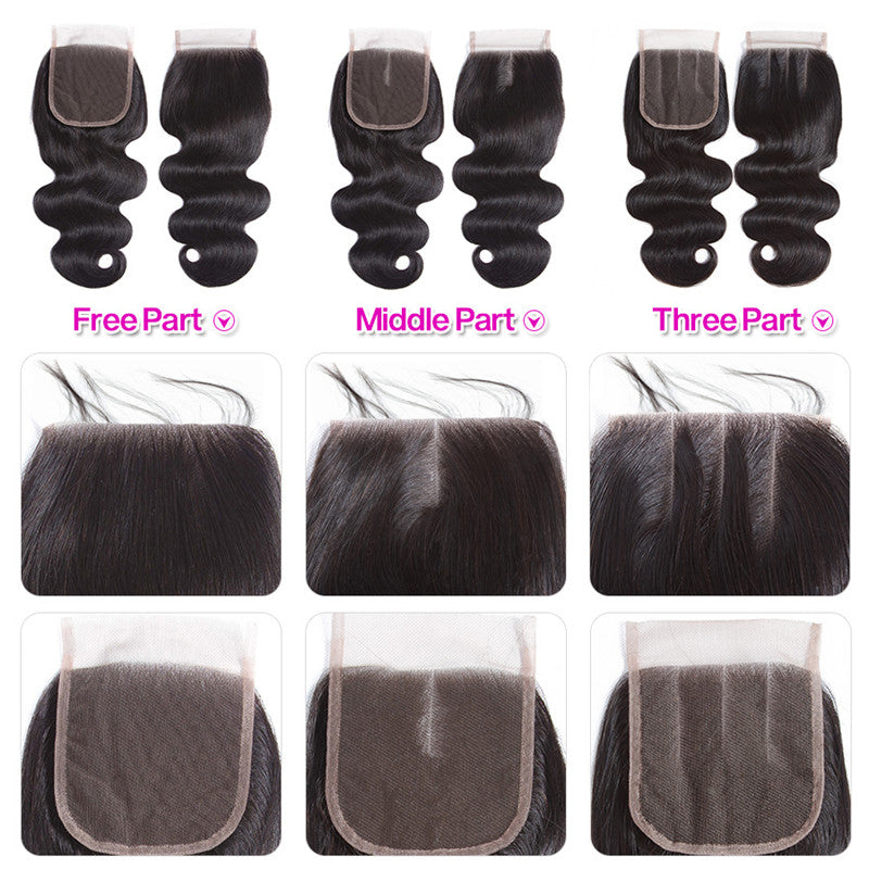 5x5 BodyWave Lace Closure Hand Tied Medium Brown Lace No Shedding No Tangle Pre Plucked Hairline