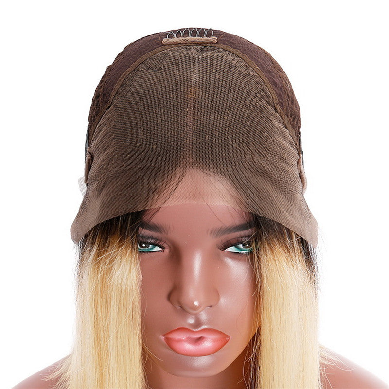 Straight Bob Lace Front Wig 1B/613 Color Wigs 150% Density With Baby Hair Remy Hair Natural Headline Suitable Dying Colors