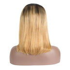 Straight Bob Lace Front Wig 1B/27# Color Wigs 150% Density Hand Tied Bleached Knots Pre Plucked Hairline With Baby Hair