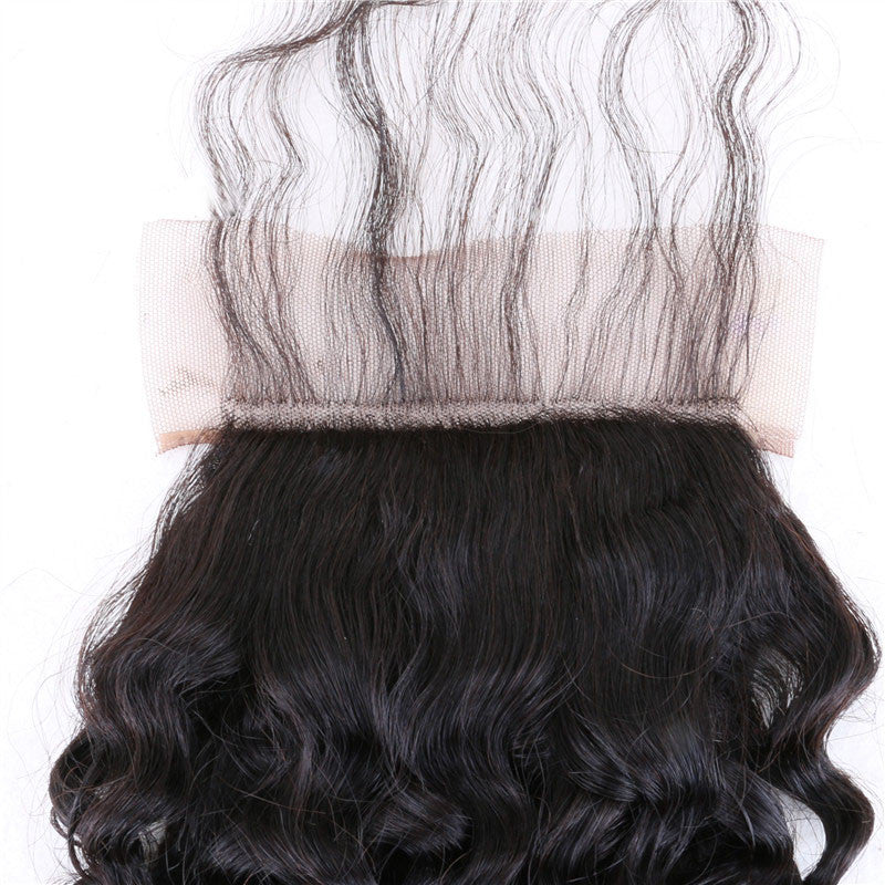 Water Wave 4x4 Free Part Silk Base Lace Closure Hand Tied Medium Brown Lace