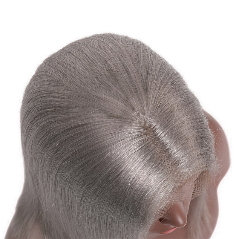Straight Bob Lace Front Wig Grey Color 150% Density Glueless Swiss Lace Human Hair Pre Plucked Hairline