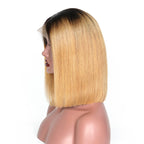 Straight Bob Lace Front Wig 1B/27# Color Wigs 150% Density Hand Tied Bleached Knots Pre Plucked Hairline With Baby Hair