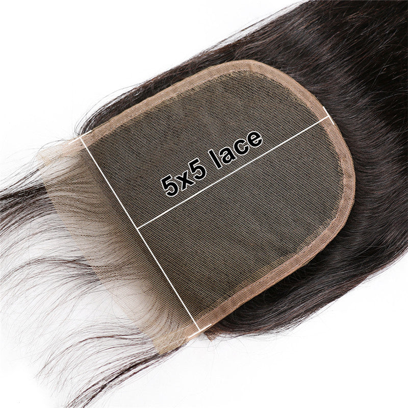 5x5 Straight Lace Closure Virgin Hair Medium Brown Lace Pre Plucked Hairline Swiss HD Lace