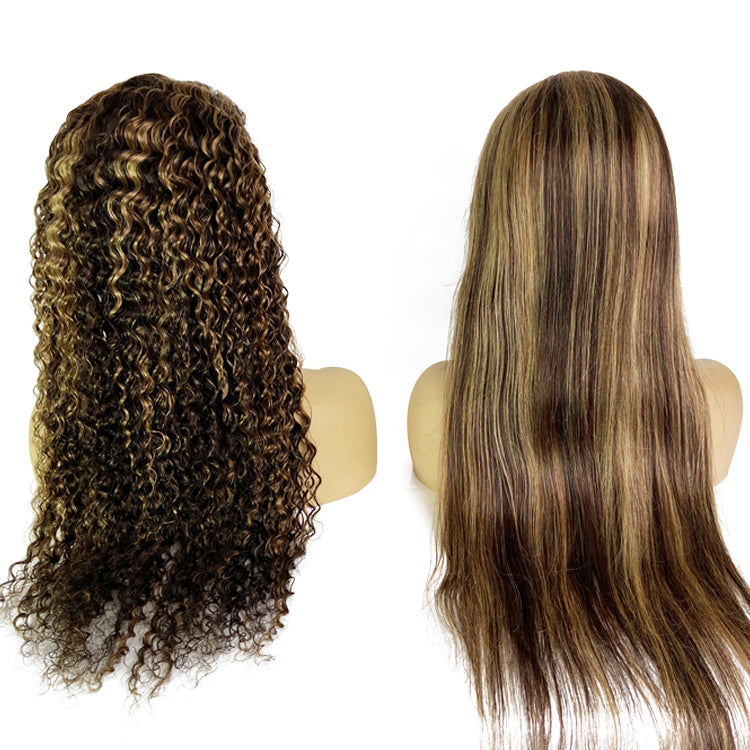 MerryHair 4#27 Highlight Wholesale Cheap Transparent Lace Front Wig Human Hair Lace Wigs