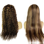 MerryHair 4#27 Highlight Wholesale Cheap Transparent Lace Front Wig Human Hair Lace Wigs