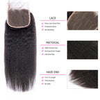 5x5 Kinky Straight Lace Closure Virgin Hair Pre Plucked Hairline Human Hair Bleached Knots