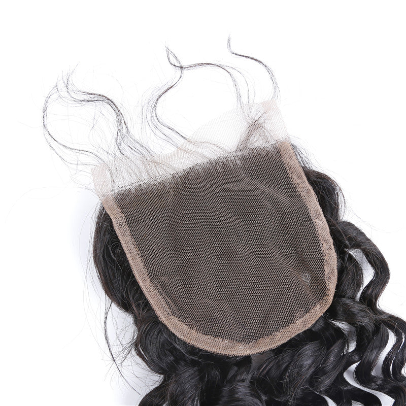 4x4 Lace Closure Deep Wave Transparent Lace Closures Curly No Acid Processing No Silicone Best Selling Bleached Knots 100% Virgin
