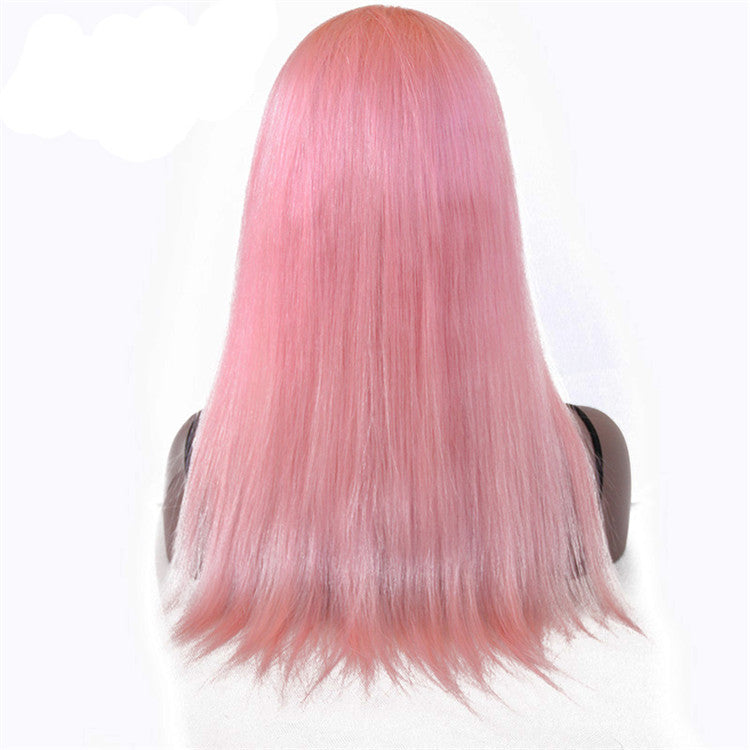 Pink Color Full Lace Wig Straight Glueless 130% Density 100% Human Wigs Full Lace Wig