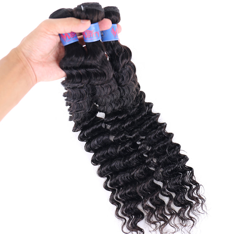 1 Bundle Deep Wave Hair Weaves Virgin Hair Hair Products Top Grade Real Virgin