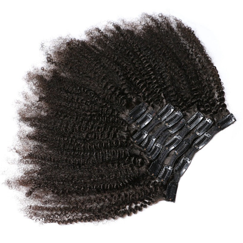 Afro Kinky Curly Human Hair Extensions 10 Pcs/Set Best Clip Ins For Black Hair Natural Black Full Head