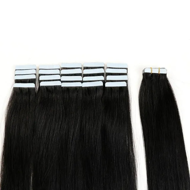 40 Pieces Natural Color Tape In Hair Extensions #1B Human Hair Remy Colored Extensions 100g 40Pcs