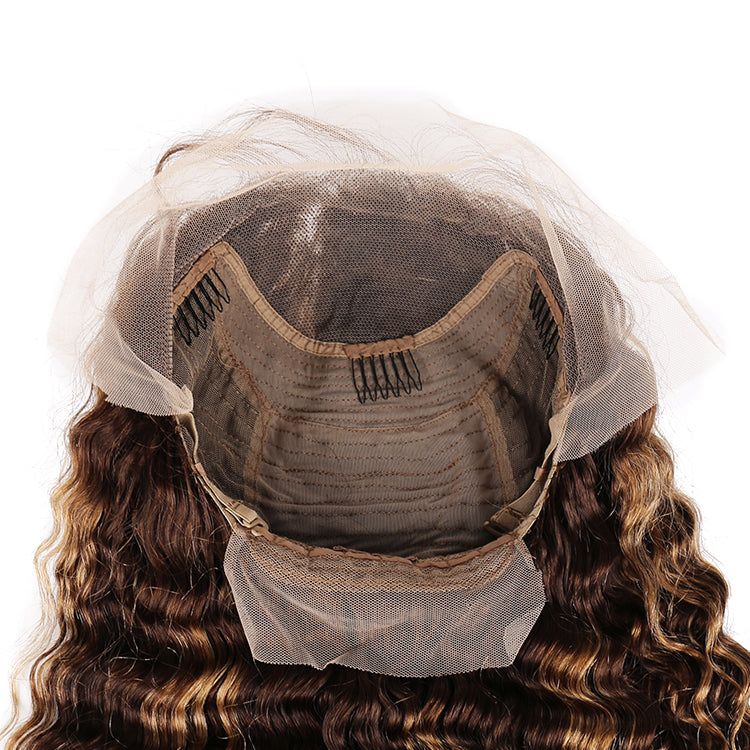 MerryHair 4#27 Highlight Wholesale Cheap Transparent Lace Front Wig Human Hair Lace Wigs