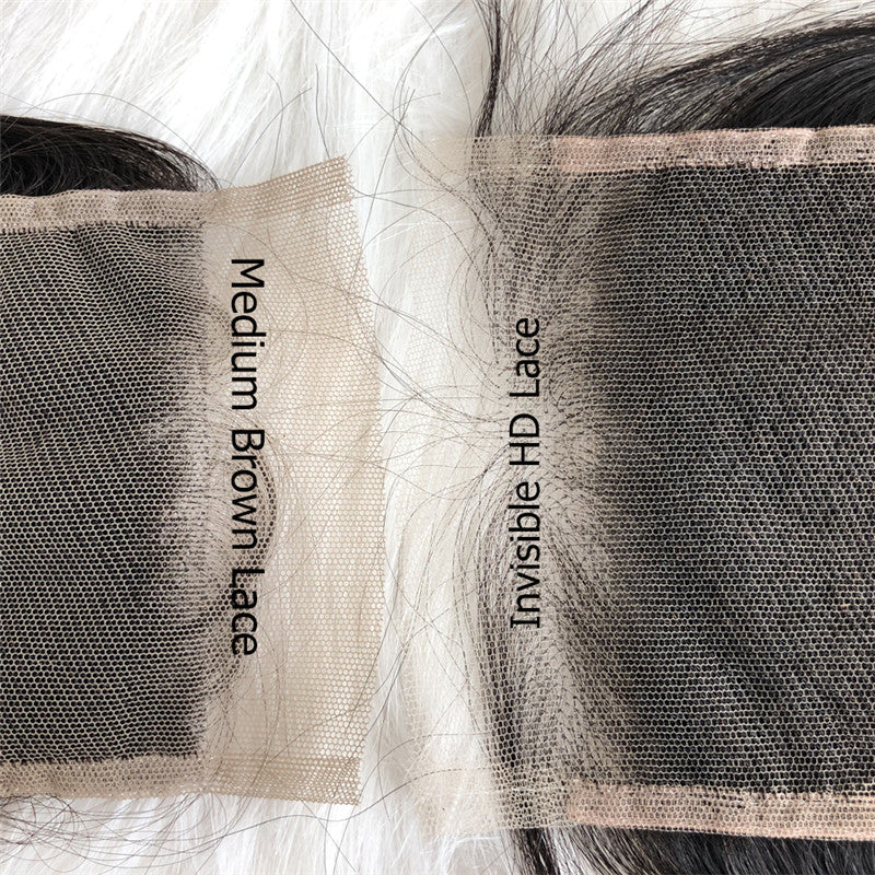 Brazilian Straight Hair HD Transparent Lace Closure Free/Middle/Three Part Remy Human Hair 4x4 Inch Swiss Lace Top Closure Bleached Knots