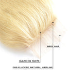 613 4x4 Lace Closure Straight Blond Color Light Brown Lace Hand Tied Human Hair Bleached Knots