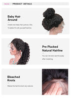 Transparent Lace Wig Glueless Water Wave Lace Front Wigs 150, 180, 300 Density 13x4 Inch Human Hair Wig