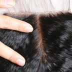 Kinky Straight 4x4 Silk Base Lace Closure Medium Brown Lace Pre Plucked Hairline Natural Headline Bleached Knots