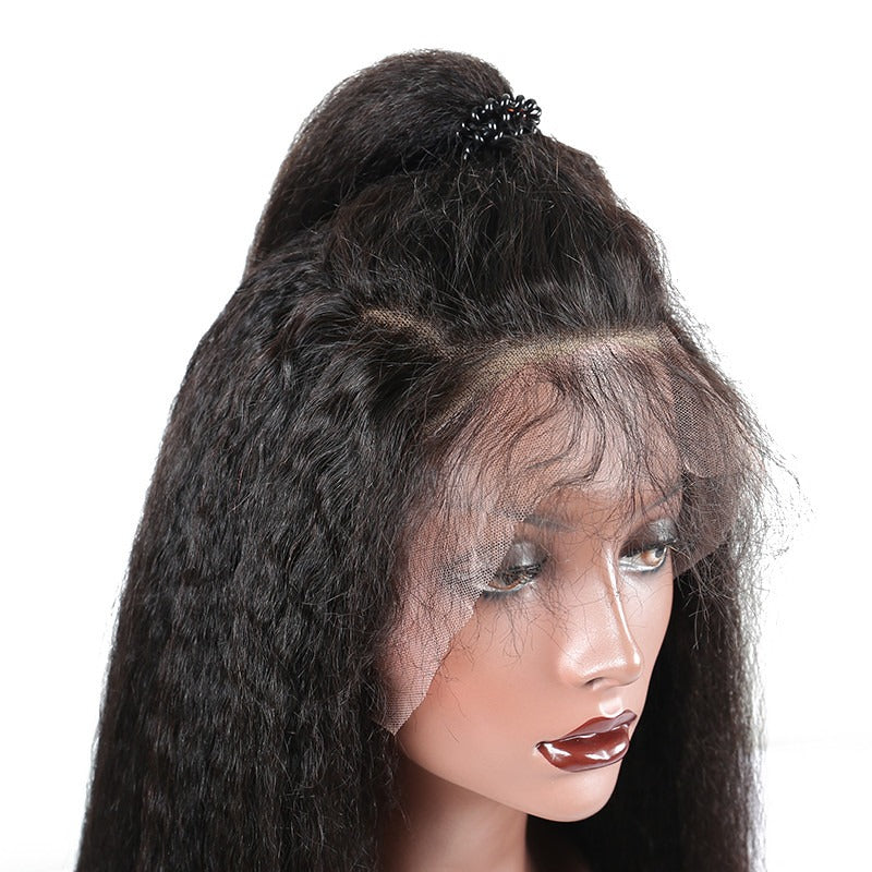 Full Lace Wig Kinky Straight Remy Hair Human Hair Suitable Dying Colors Black Color