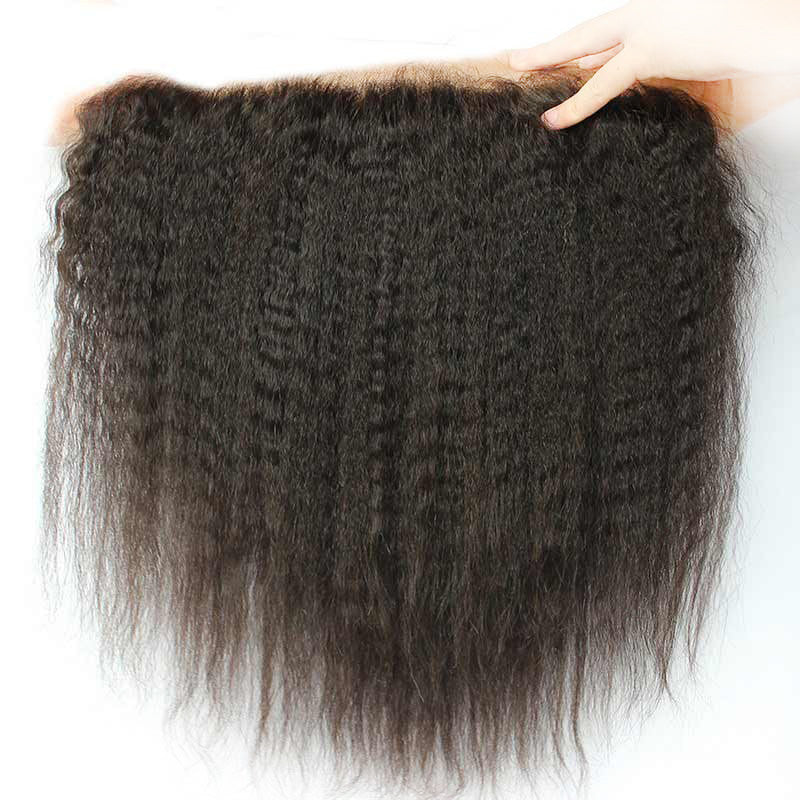 13x6 Kinky Straight Lace Frontal Bleached Knots With Baby Hair Can Be Permed Human Hair