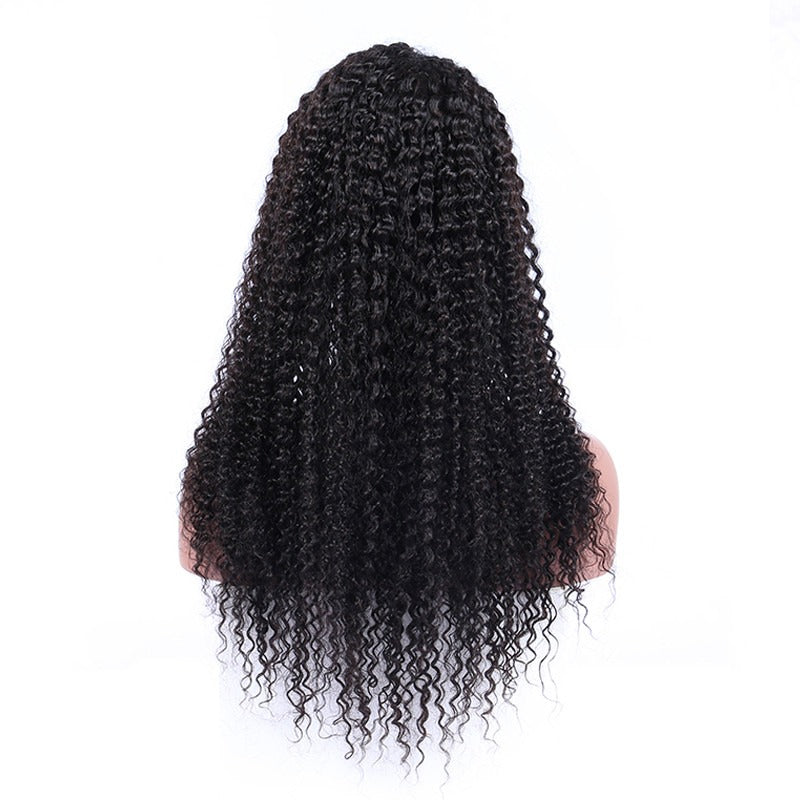 Full Lace Wig Kinky Curly Bleached Knots Natural Color Natural Headline No Chemical Processing