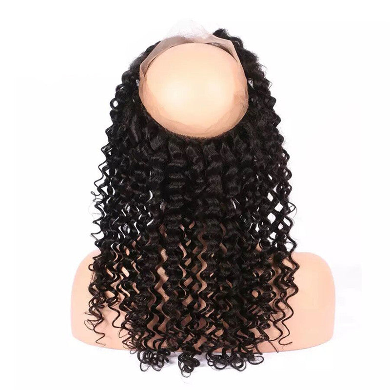 360 Frontal Deep Wave Curly Suitable Dying Colors Medium Brown Lace No Shedding No Tangle No Chemical Processing