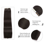 40 Pieces Natural Color Tape In Hair Extensions #1B Human Hair Remy Colored Extensions 100g 40Pcs