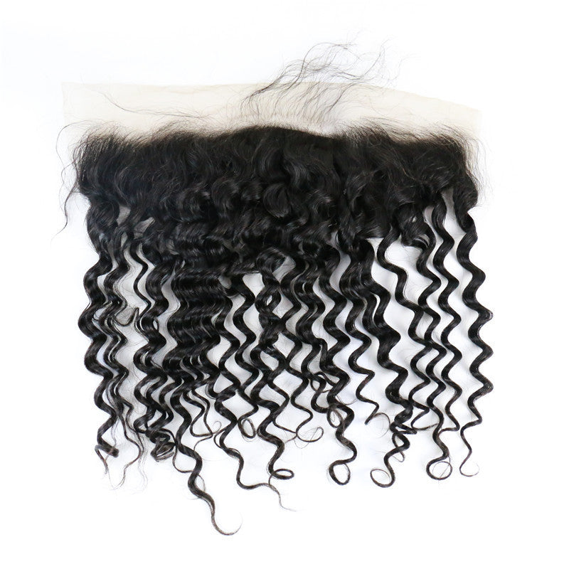 Deep Wave Curly 4x4 Silk Base Lace Closure Frontal Natural Headline Medium Brown Lace Human Hair Baby Hair