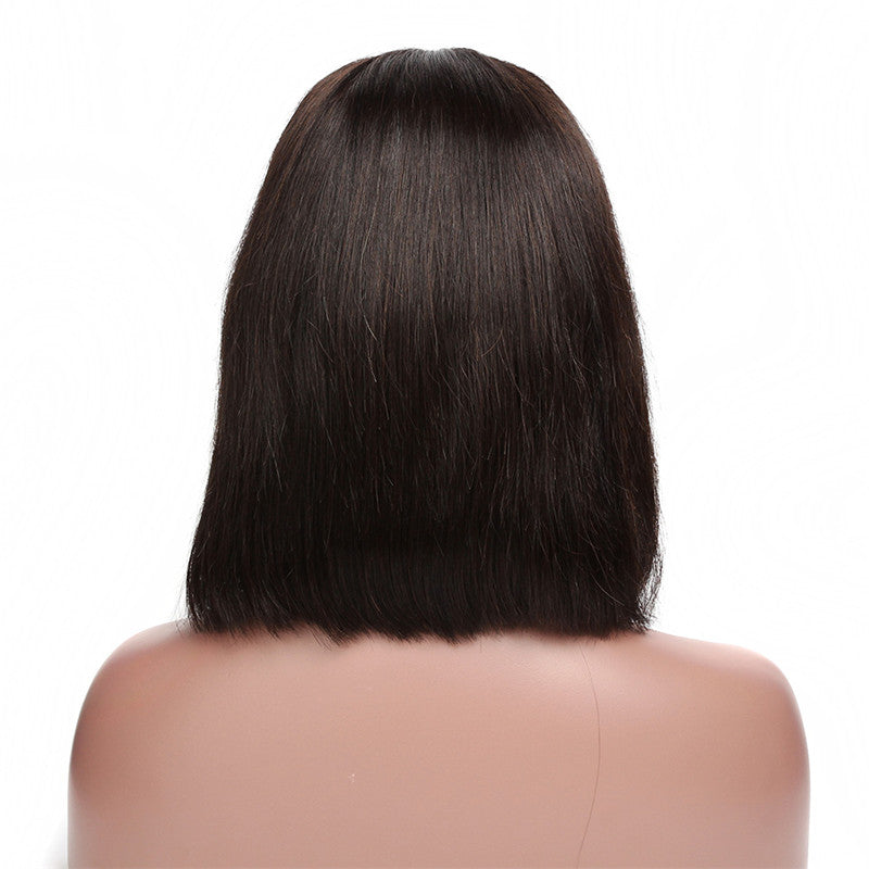 Straight 150% Density Bob Lace Front Wig Free Part Natural Color Pre Plucked Hairline