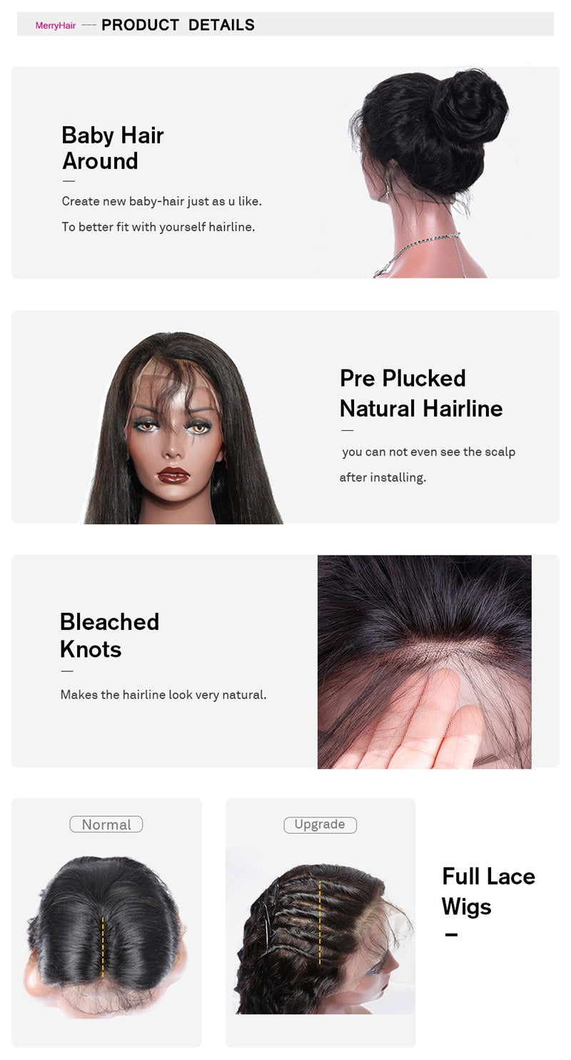 Transparent Lace Full Lace Wig Straight With Baby Hair Natural Headline Swiss Lace