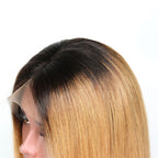 Straight Bob Lace Front Wig 1B/27# Color Wigs 150% Density Hand Tied Bleached Knots Pre Plucked Hairline With Baby Hair