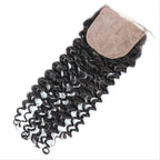 Deep Wave/Curly 4x4 Silk Base Lace Closure Natural Headline Medium Brown Lace Human Hair Baby Hair