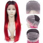 Color Full Lace Wig Straight 1B Red Ombre Color Top Quality For Women Long Straight Virgin Hair