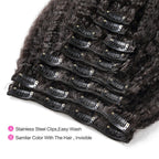 Kinky Straight 100g-130g 16 Inch-26 Inch Head Made Remy Hair 10Pcs Clips In 100% Human Hair
