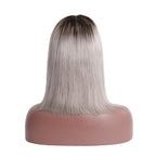 Straight Bob Lace Front Wig 1b/Grey Color Wigs 150% Density Hand Tied